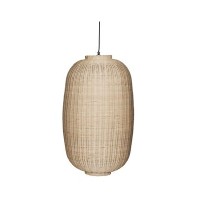 Hübsch Chand Oval Taklampa i Rattan, E27 Svart
