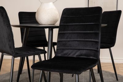 Venture Home Dipp & Windu Runt Matbord ⌀115 Svart + 4 st Matstolar Svart