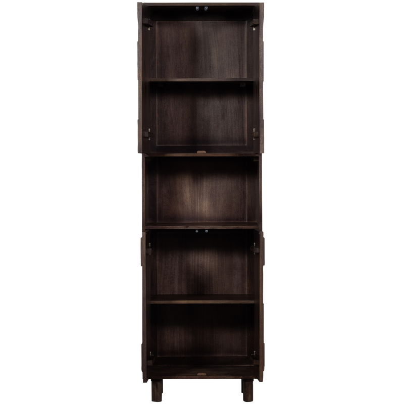 WOOOD DRAW 4-Dörrars Förvaringsskåp med Öppet Fack i Mango Valnöt