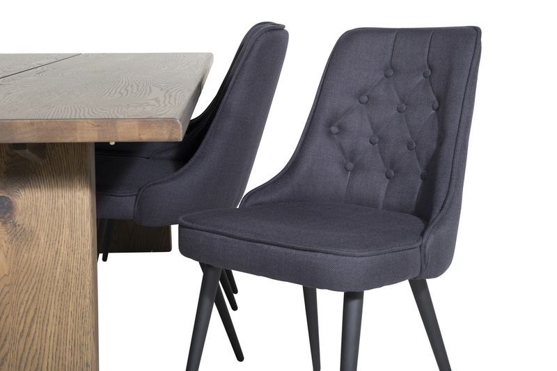 Venture Home Logger & Velvet Deluxe Rektangulärt Matbord 210 x 100 Natur + Matstolar 2-pack Svart