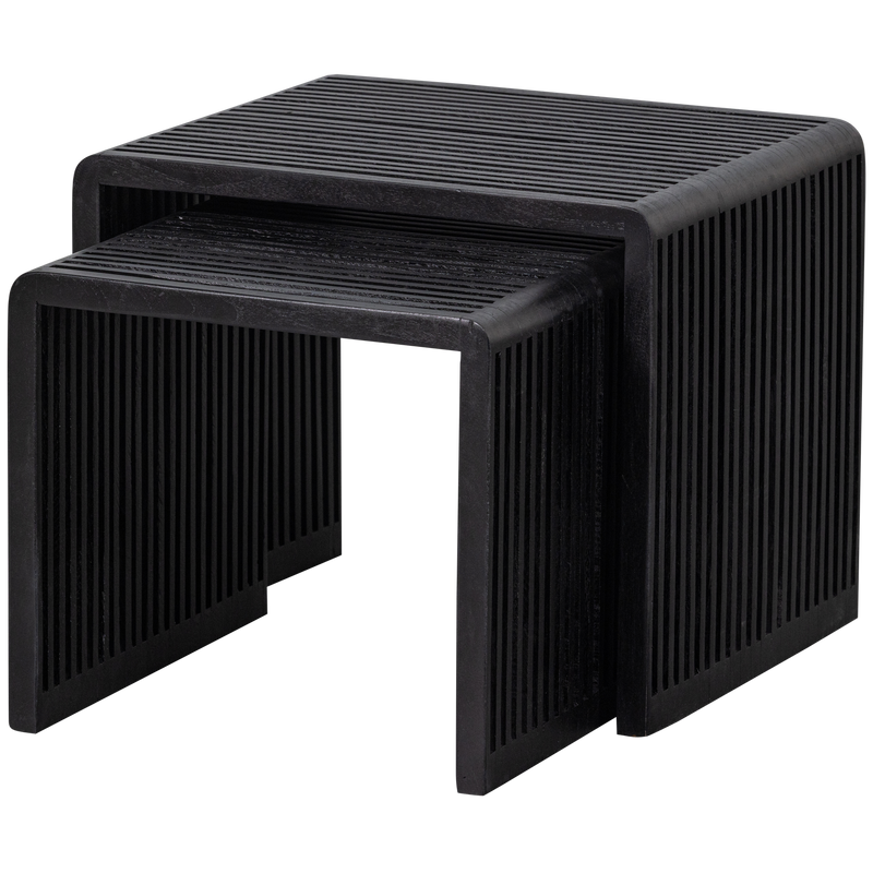 WOOOD Willa Sidobord Set av 2 - Återvunnet Teak Svart