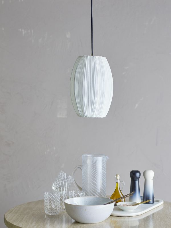 Bloomingville Pica Taklampa, Vit, Polyester, Ø21xH28 cm