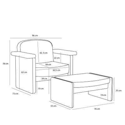 Hübsch Softy loungefåtölj mörkblå med fotpall