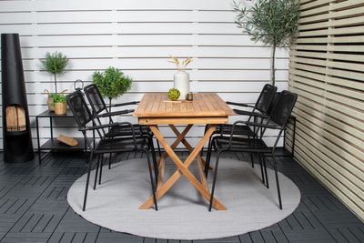 Venture Home Kenya & Lindos Rektangulärt Matbord 120 x 70 Natur + 4 st Matstolar Svart