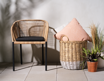 Brafab Delta Stol Svart / Natural Wicker / Teddy Black