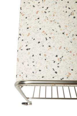 Hübsch Wave serveringsvagn terrazzo/nickel 50 x 49 x H62 cm