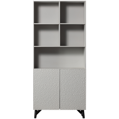 WOOOD Carved Organic 2-Dörrars Förvaringsskåp i Mangoträ Mistgrå