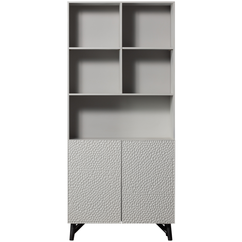 WOOOD Carved Organic 2-Dörrars Förvaringsskåp i Mangoträ Mistgrå