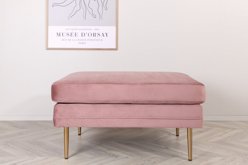 Venture Home Boom Ottoman - Rosa Sammetslen Sittpuff