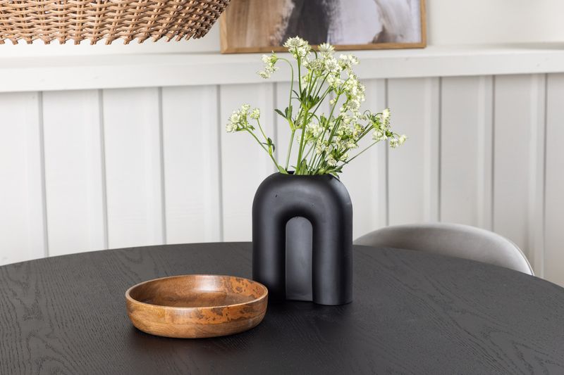 Venture Home Velvet & Bootcut 4 st Matstolar Grå + Runt Matbord ⌀110 Svart