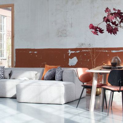 WOOOD BEAN Hörnsoffa Höger inkl. Kuddar Ljusgrå Melange