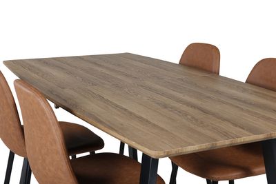 Venture Home Polar & Inca 4 st Matstolar Brun + Rektangulärt Matbord 160 x 85 Valnöt