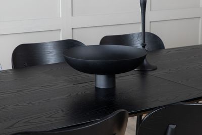 Venture Home Gold & Polly Rektangulärt Matbord 180 x 85 Svart + 6 st Matstolar Svart