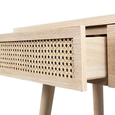 WOOOD Soof Smalt Skrivbord med Spegel i Naturligt Trä