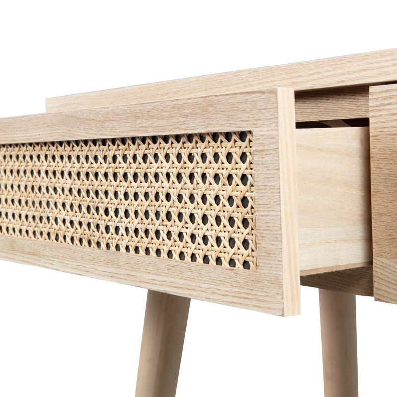 WOOOD Soof Smalt Skrivbord med Spegel i Naturligt Trä