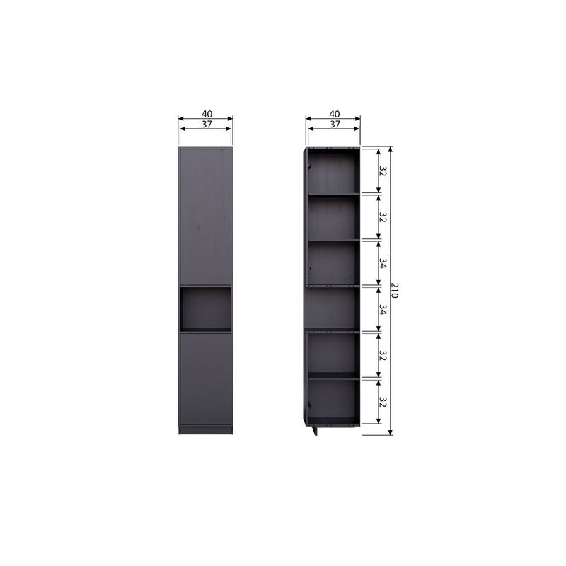 WOOOD FINCA Förvaringsskåp 40 cm Massivt Furu Djupsvart