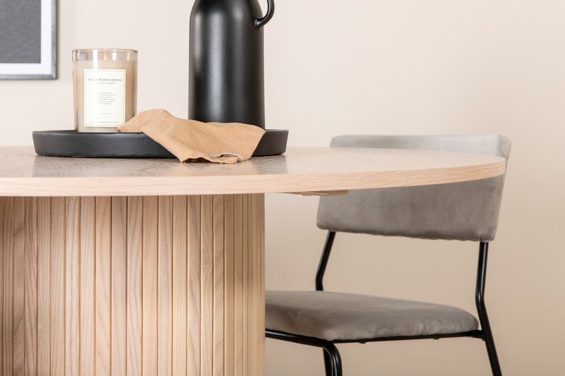 Venture Home Kenth & Bianca 4 st Matstolar Grå + Runt Matbord ⌀110 Vitputsad