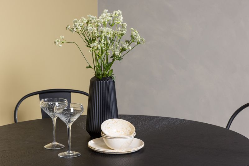 Venture Home Tempe & Copenhagen 4 st Matstolar Svart + Runt Matbord ⌀115 Svart