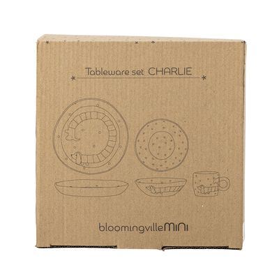 Bloomingville Mini Charlie Tableware Set, Blå, Stengods - 6-pack