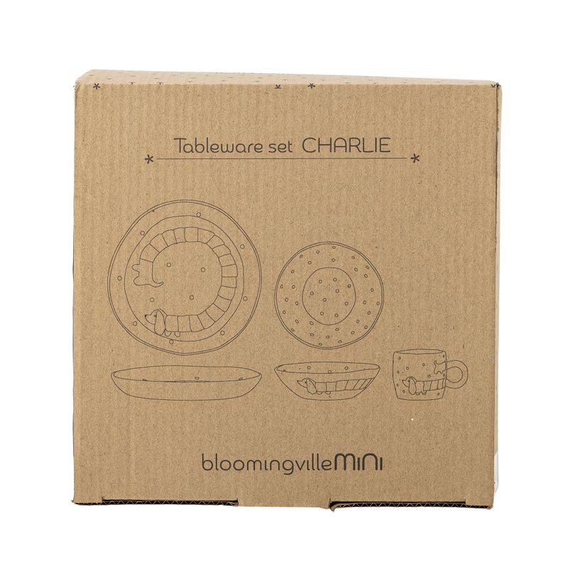 Bloomingville Mini Charlie Tableware Set, Blå, Stengods - 6-pack