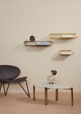 AYTM Tribus Soffbord Guld, Travertin 92.4x35 cm