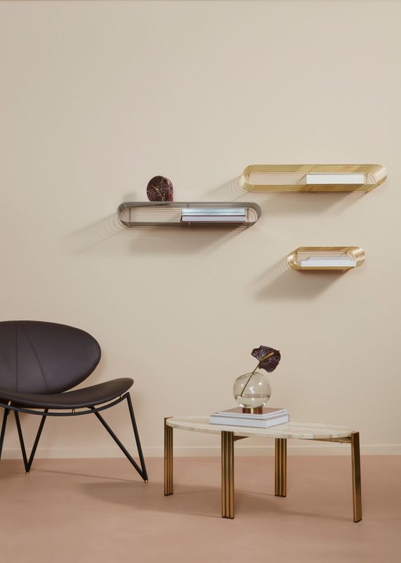 AYTM Tribus Soffbord Guld, Travertin 92.4x35 cm