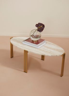 AYTM Tribus Soffbord Guld, Travertin 92.4x35 cm