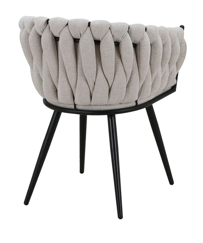 Homerebels Matstol Beige – Tyg & flätad rygg