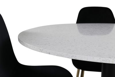 Venture Home Razzia & Polar Runt Matbord ⌀106 Vit + 4 st Matstolar Svart