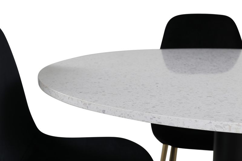 Venture Home Razzia & Polar Runt Matbord ⌀106 Vit + 4 st Matstolar Svart