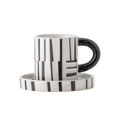 Bloomingville Frankie Kopp w/Saucer, Svart, Stengods - 6-pack