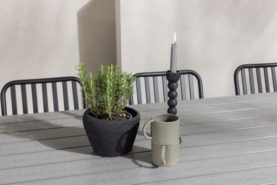 Venture Home Garcia & Peking Rektangulärt Matbord 200 x 100 Grå + 6 st Matstolar Svart