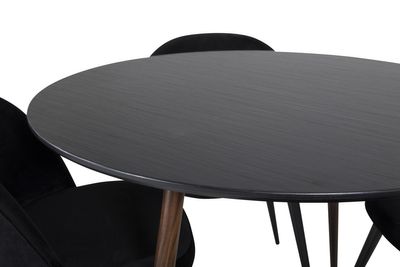 Venture Home Plaza & Velvet Runt Matbord ⌀100 Svart + 4 st Matstolar Svart