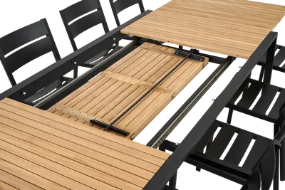 Brafab Naos matbord 100x220-320 cm svart/teak