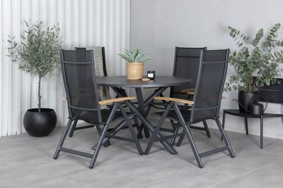 Venture Home Alma & Panama Runt Matbord ⌀120 Svart + 4 st Positionsstolar Svart