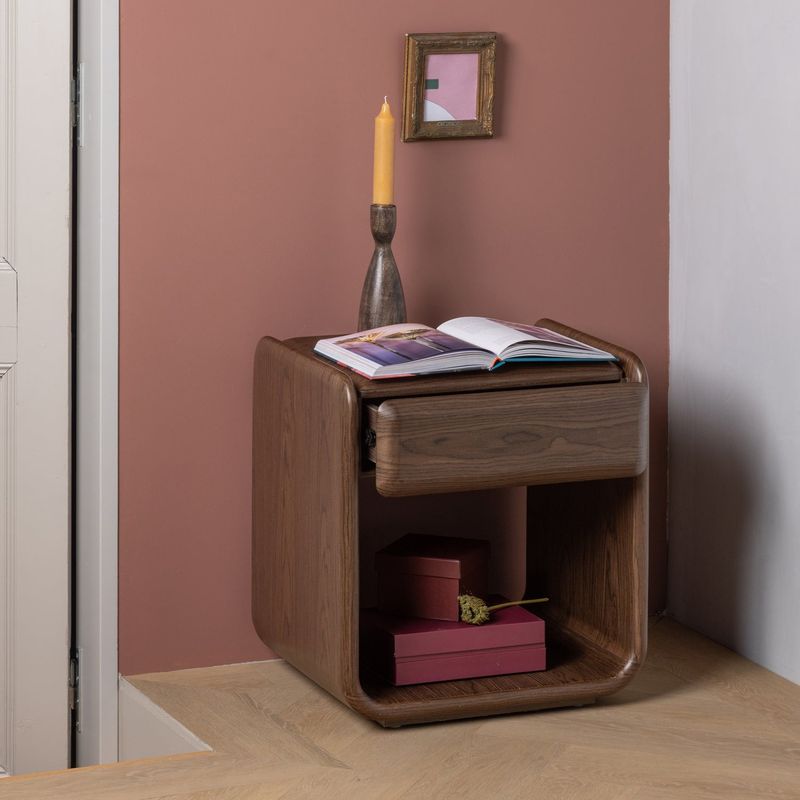 WOOOD ELURA Byrå/Nattduksbord 1 Låda Träfaner Brun