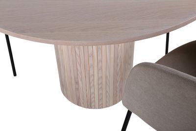 Venture Home Berit & Bianca 4 st Matstolar Beige + Runt Matbord ⌀110 Vitputsad