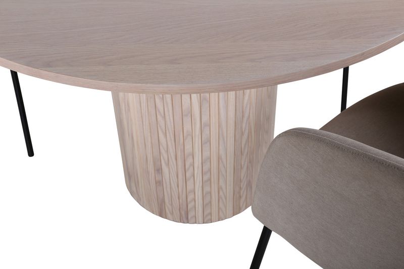 Venture Home Berit & Bianca 4 st Matstolar Beige + Runt Matbord ⌀110 Vitputsad