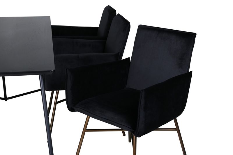 Venture Home Petra Rektangulärt Matbord 190 x 90 Svart + 6 st Matstolar Svart