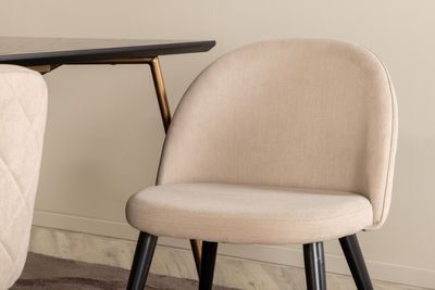 Venture Home Petra & Velvet Rektangulärt Matbord 190 x 90 Svart + 6 st Matstolar Beige