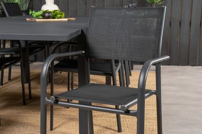 Venture Home Santorini & Marbella Matstolar 8-pack Svart + Rektangulärt Matbord 160 x 100 Svart