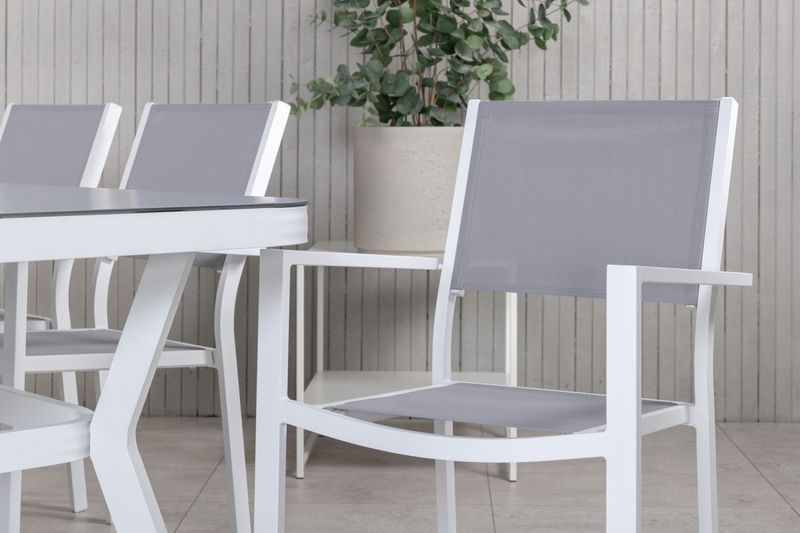 Venture Home Virya & Copacabana Rektangulärt Matbord 200 x 100 Vit + 6 st Matstolar