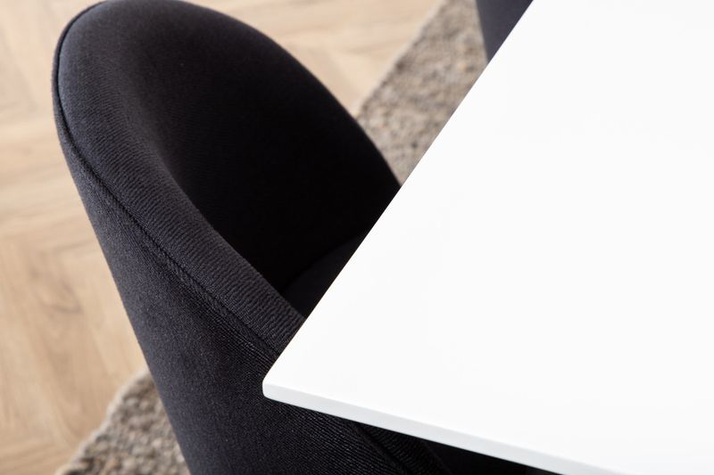 Venture Home Jimmy & Velvet Rektangulärt Matbord 195 x 90 Vit + 6 st Matstolar Svart