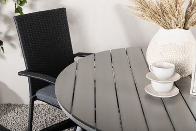 Venture Home Break & Anna Runt Matbord ⌀120 Grå + 4 st Matstolar Svart