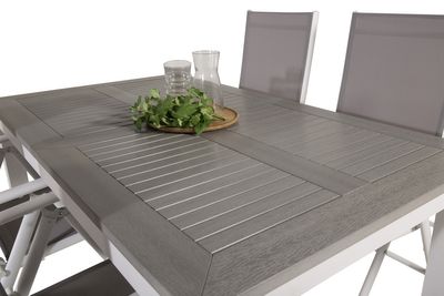 Venture Home Albany & Break Rektangulärt Matbord 152 x 90 Vit + 4 st Positionsstolar Grå