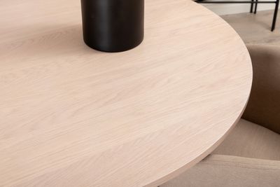 Venture Home Berit & Bianca 4 st Matstolar Beige + Runt Matbord ⌀110 Vitputsad