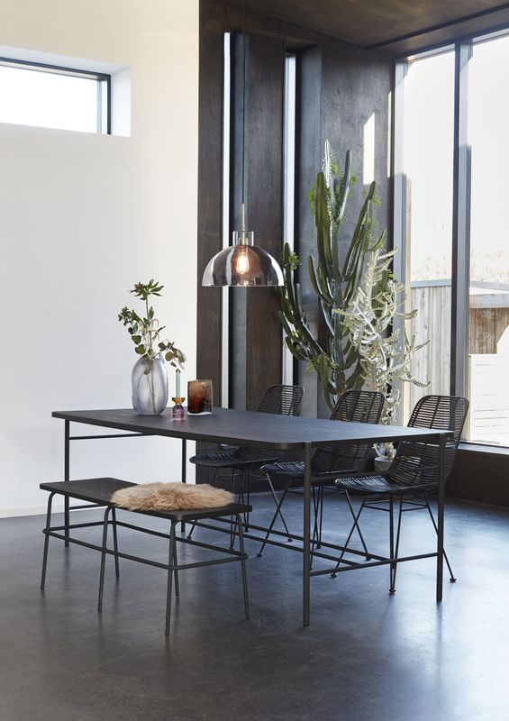 Hübsch Ash Bänk Svart 110x39xh46cm