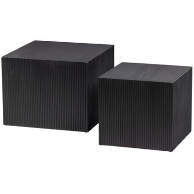 WOOOD SANNE Kvadratiska Svarta Sidobord - Set om 2