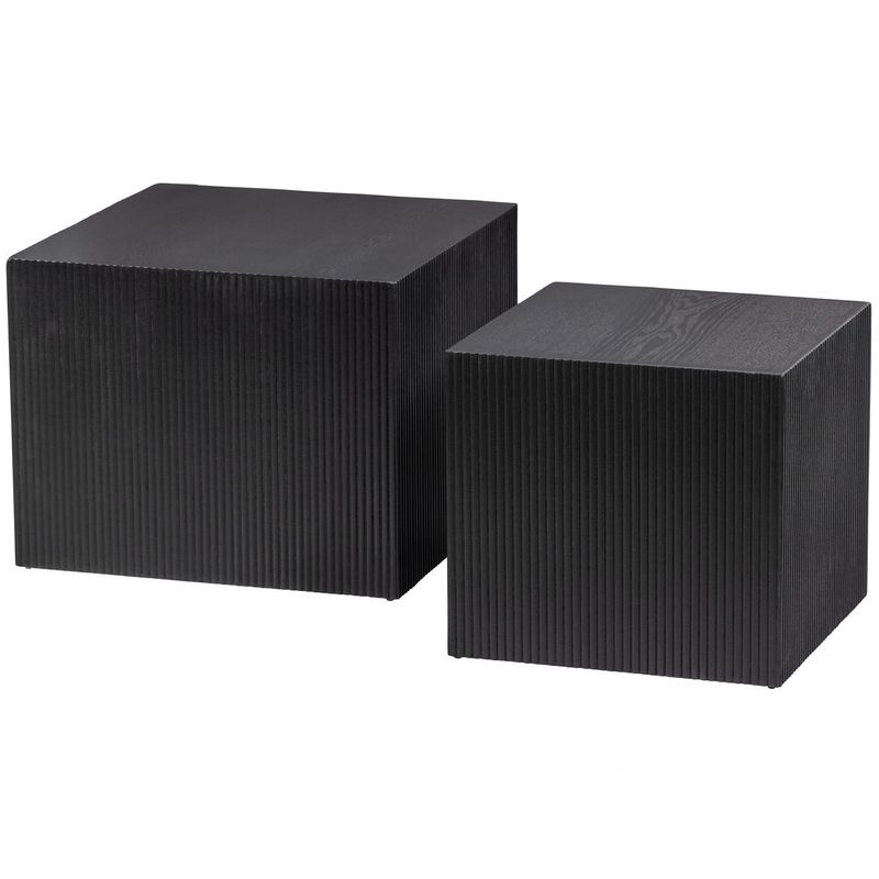 WOOOD SANNE Kvadratiska Svarta Sidobord - Set om 2