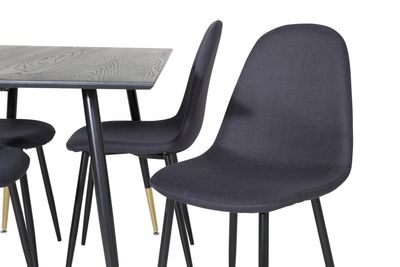 Venture Home Dipp & Polar Rektangulärt Matbord 120 x 85 Svart + 4 st Matstolar Svart